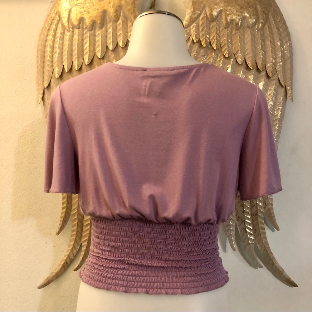 Lilac Smocked Button-Front Top - Picture 6 of 10